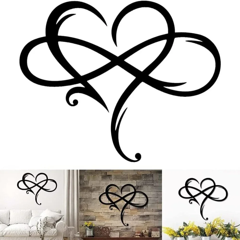 Romantic Infinity Heart Wall Decor - Durable Metal Love Sign 23.6x20.6inch